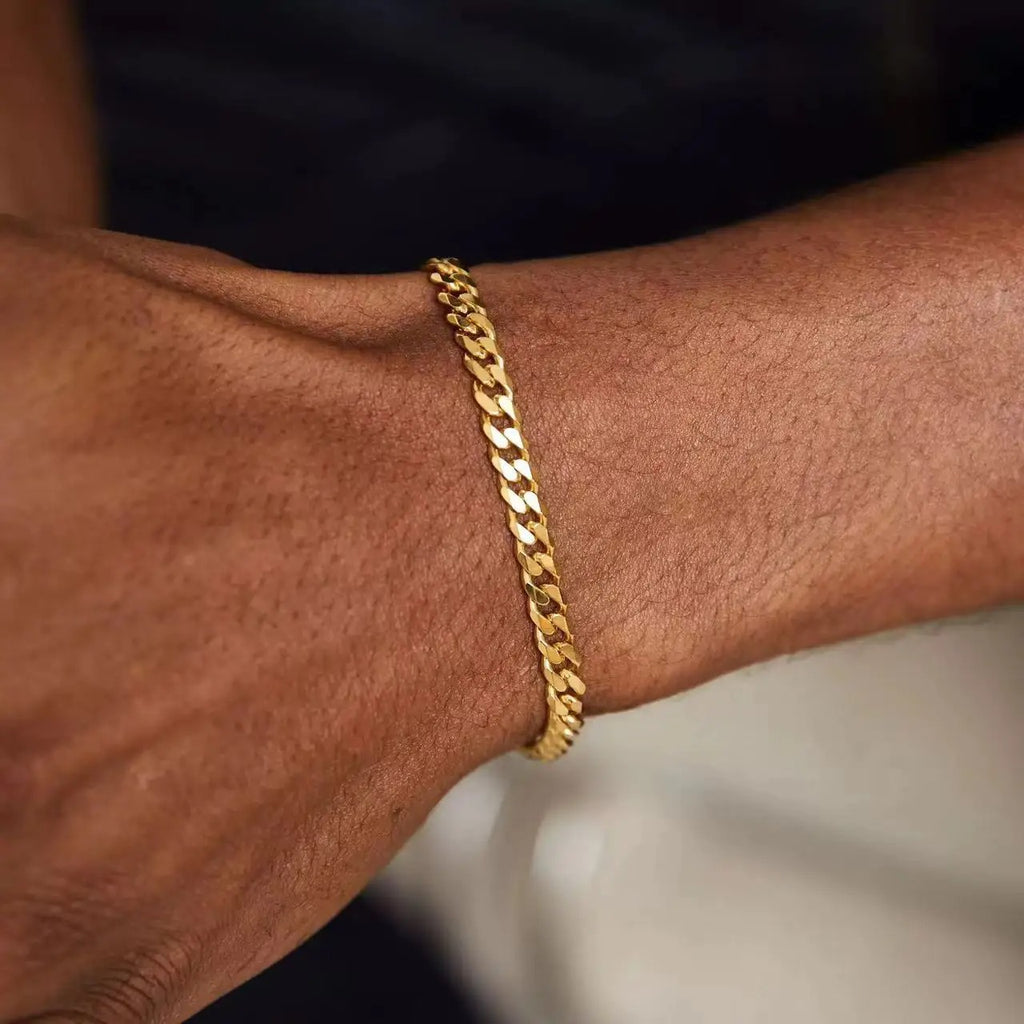 Gold Color Stainless Steel Cuban Chain Men's
