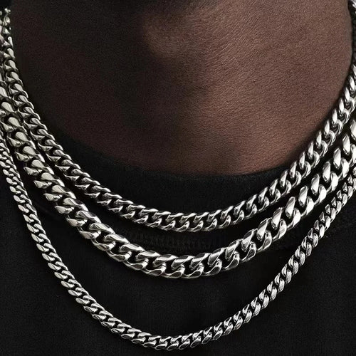 Basic Punk Stainless Steel 3,5,7mm Curb Cuban Necklaces For Men Women
