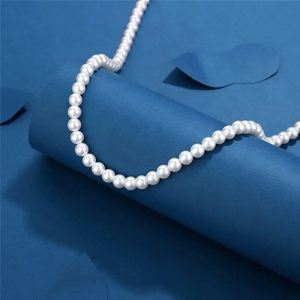 Pearl Necklace Men Simple Handmade Strand Bead, Fashionable men's jewelry for women and girls