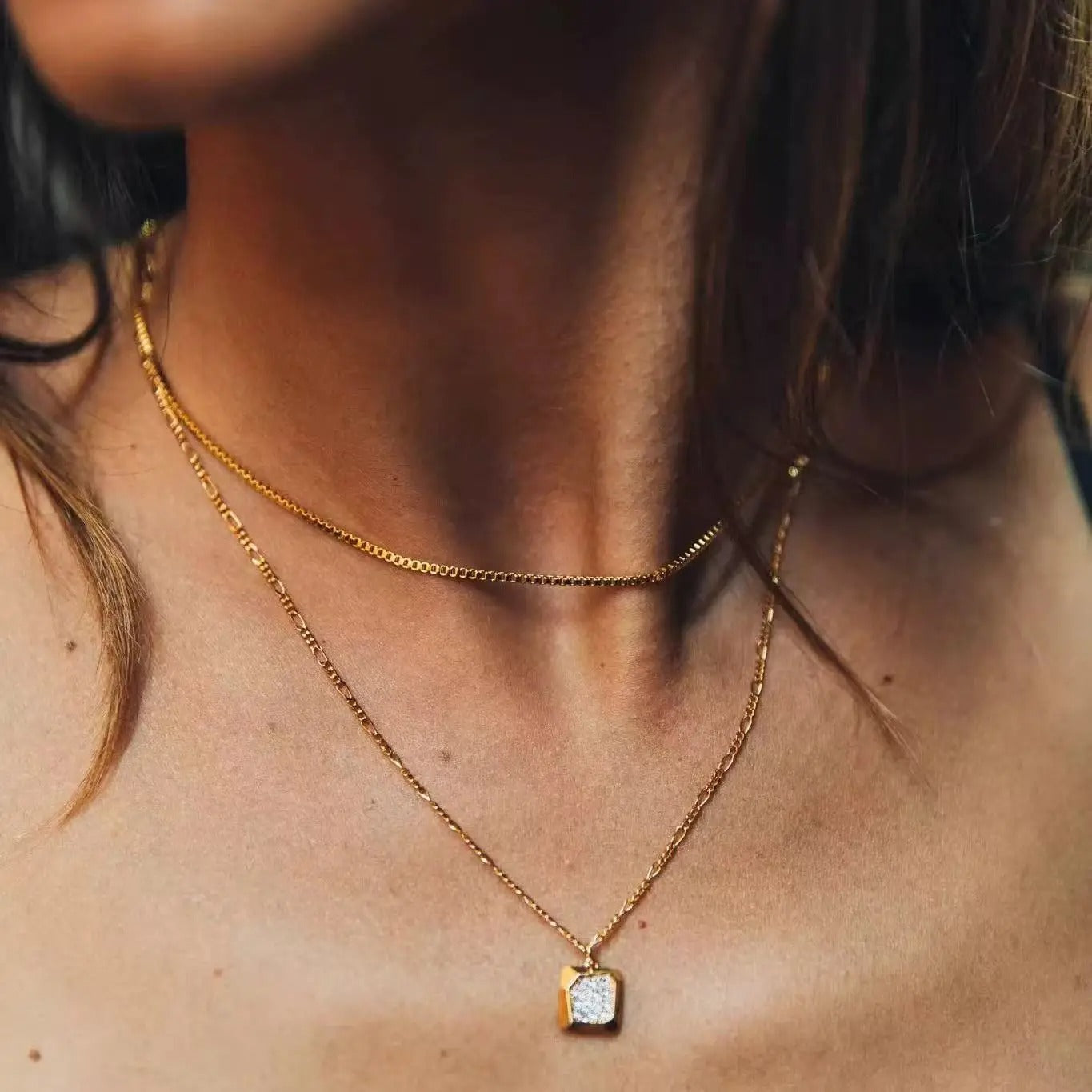 Simple Stainless Steel Box Chain Necklace