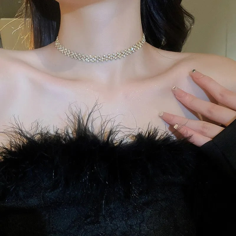 Luxury Shiny Full Rhinestone Choker Necklace for Women