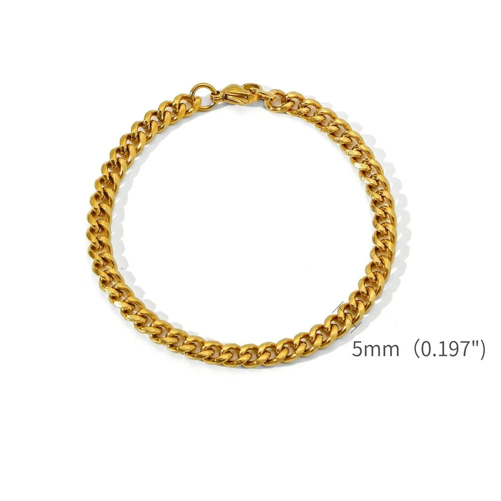 Gold Color Stainless Steel Cuban Chain Men's