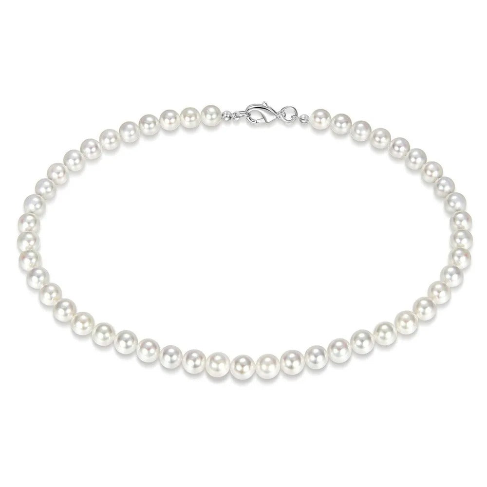 Pearl Necklace Men Simple Handmade Strand Bead, Fashionable men's jewelry for women and girls