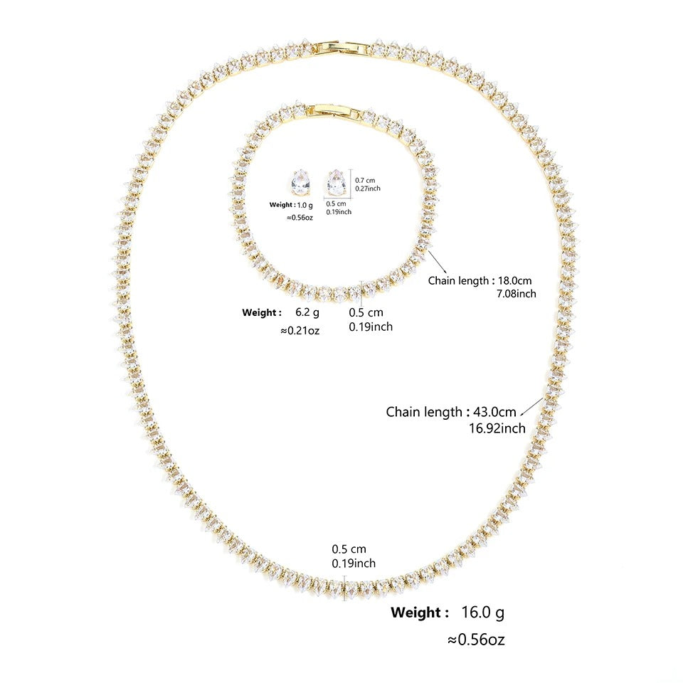 ZAKOL Gorgeous Buling AAA Clear Round Cubic Zirconia Wedding Bridal Necklace Earrings Party Jewelry Set for Women