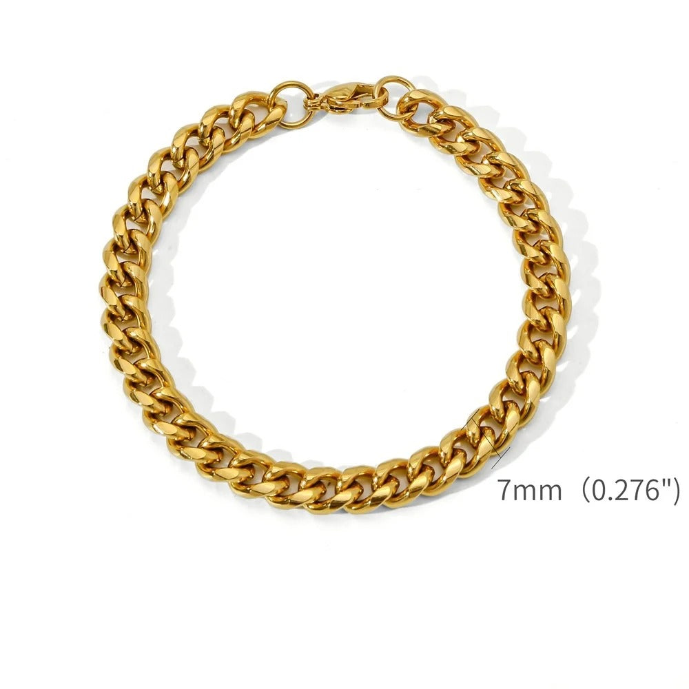 Gold Color Stainless Steel Cuban Chain Men's