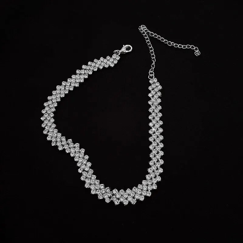 Luxury Shiny Full Rhinestone Choker Necklace for Women